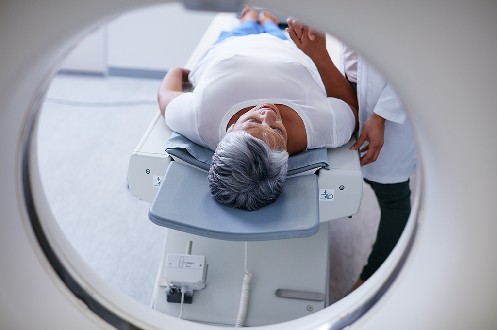 Female patient preparing for MRI scan