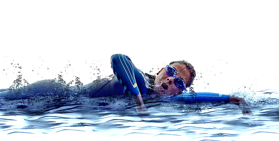 Woman swimming in open water