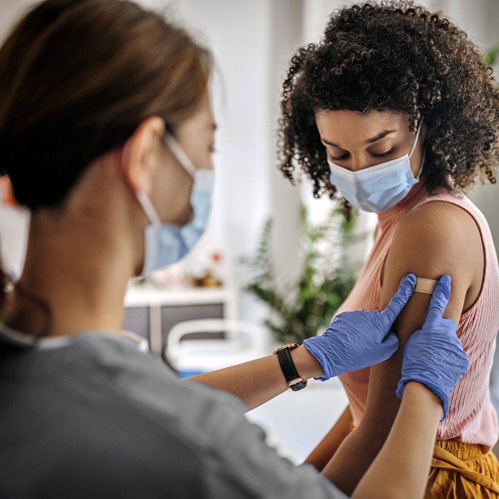 Woman getting her annual flu shot