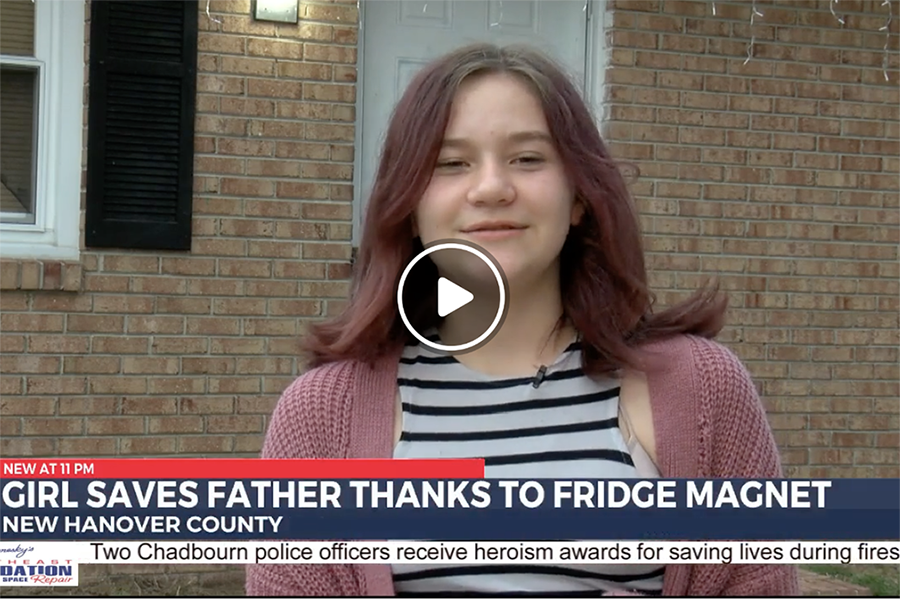 News story of girl who saved father's life with a magnet