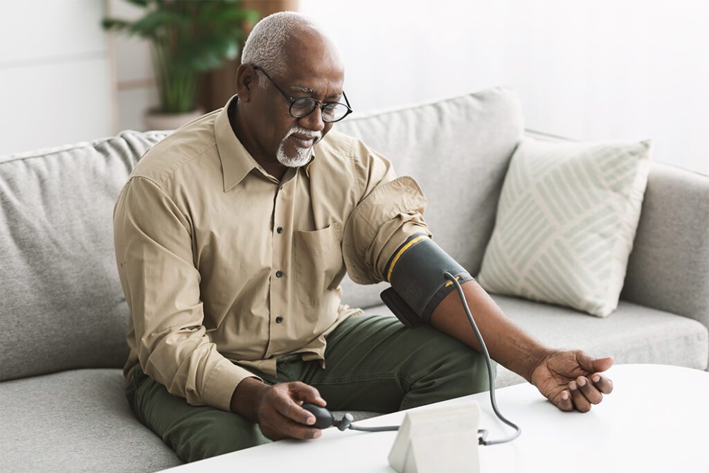 Man taking his blood pressure
