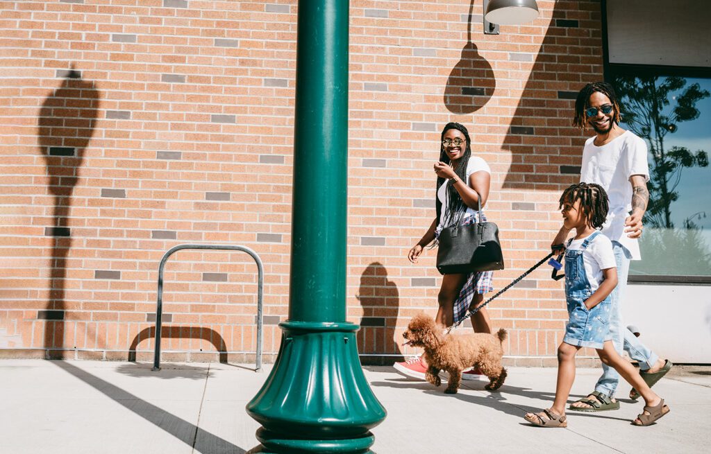 Family Walking Dog